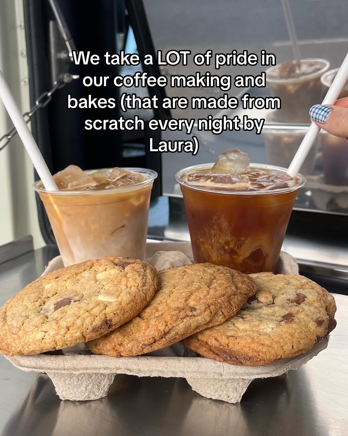 Story slide 3: iced coffees and homemade cookies