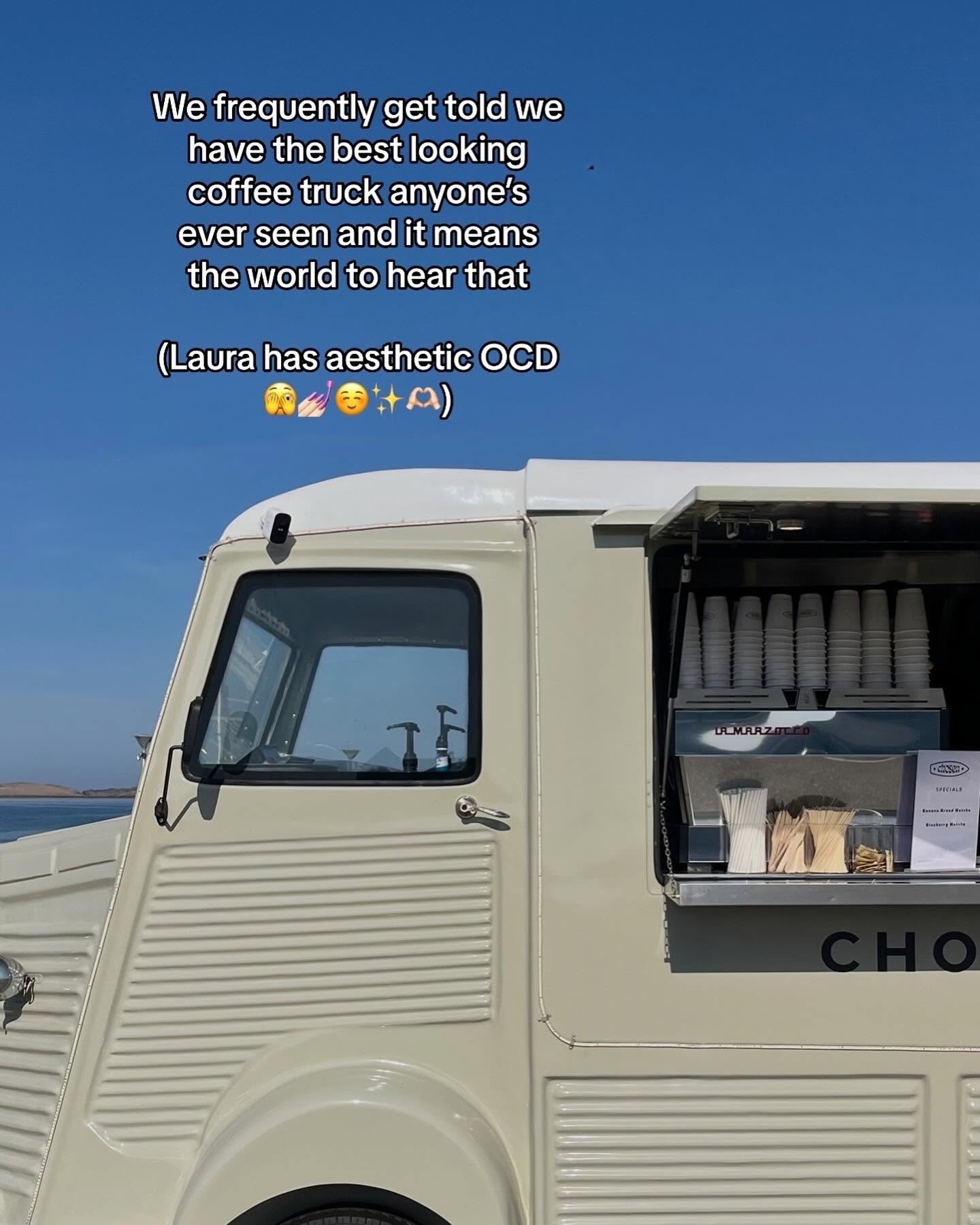 Story slide 7: the coffee truck against a blue sky